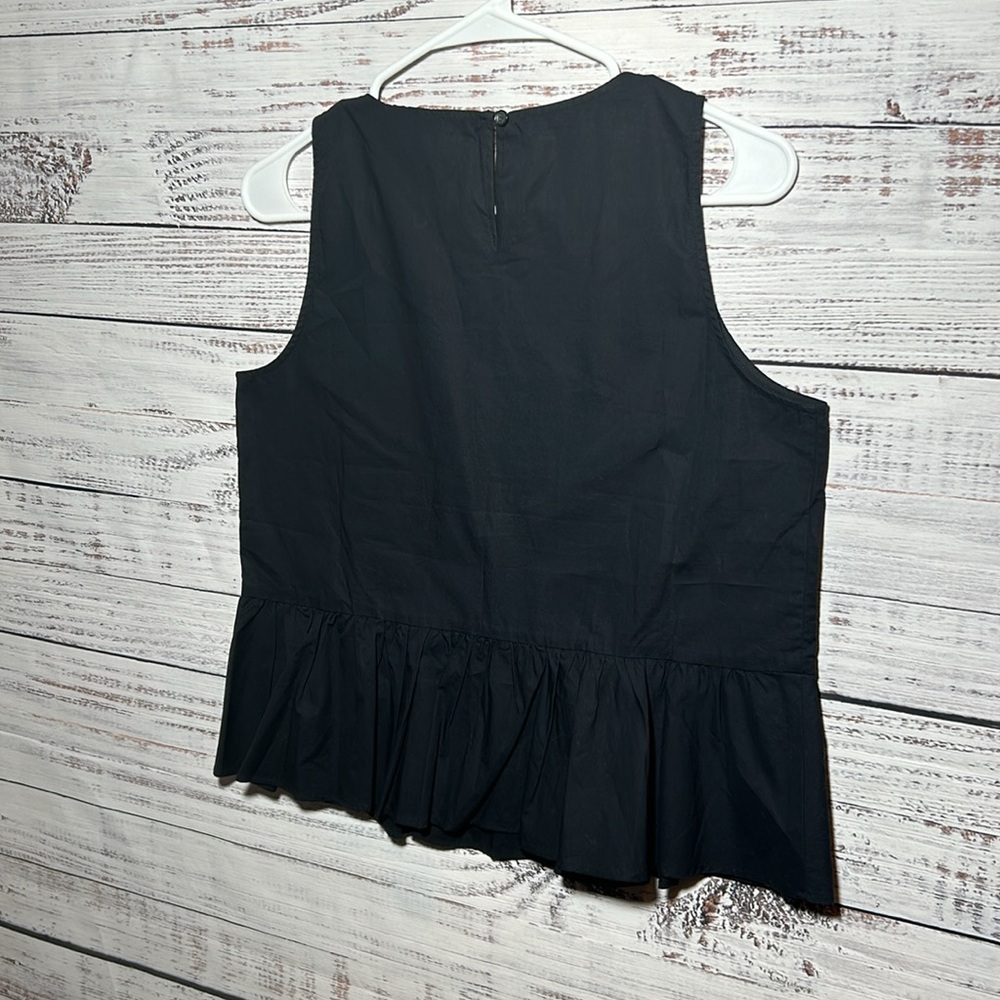 Madewell Embroidered Sleeveless Peplum Black Tank Top Small - Picture 16 of 16